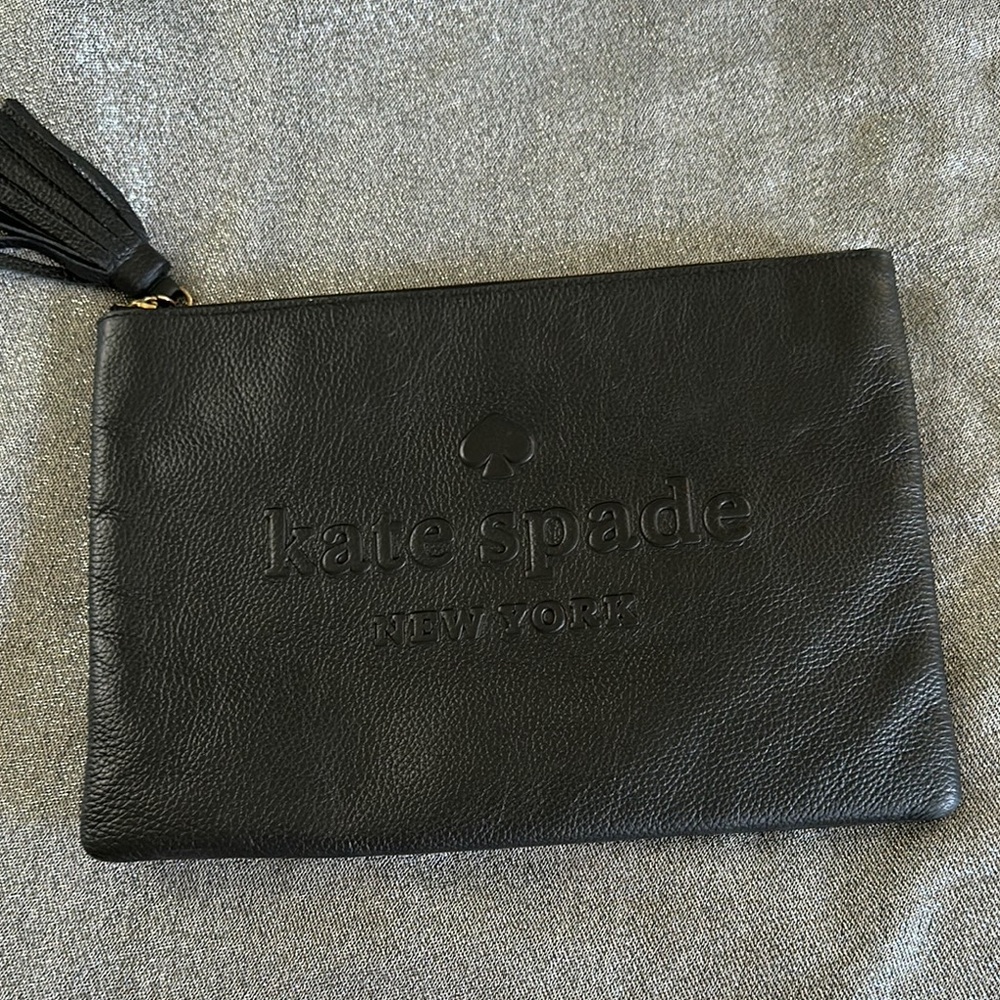 Kate Spade Black Leather Pouch with Tassel